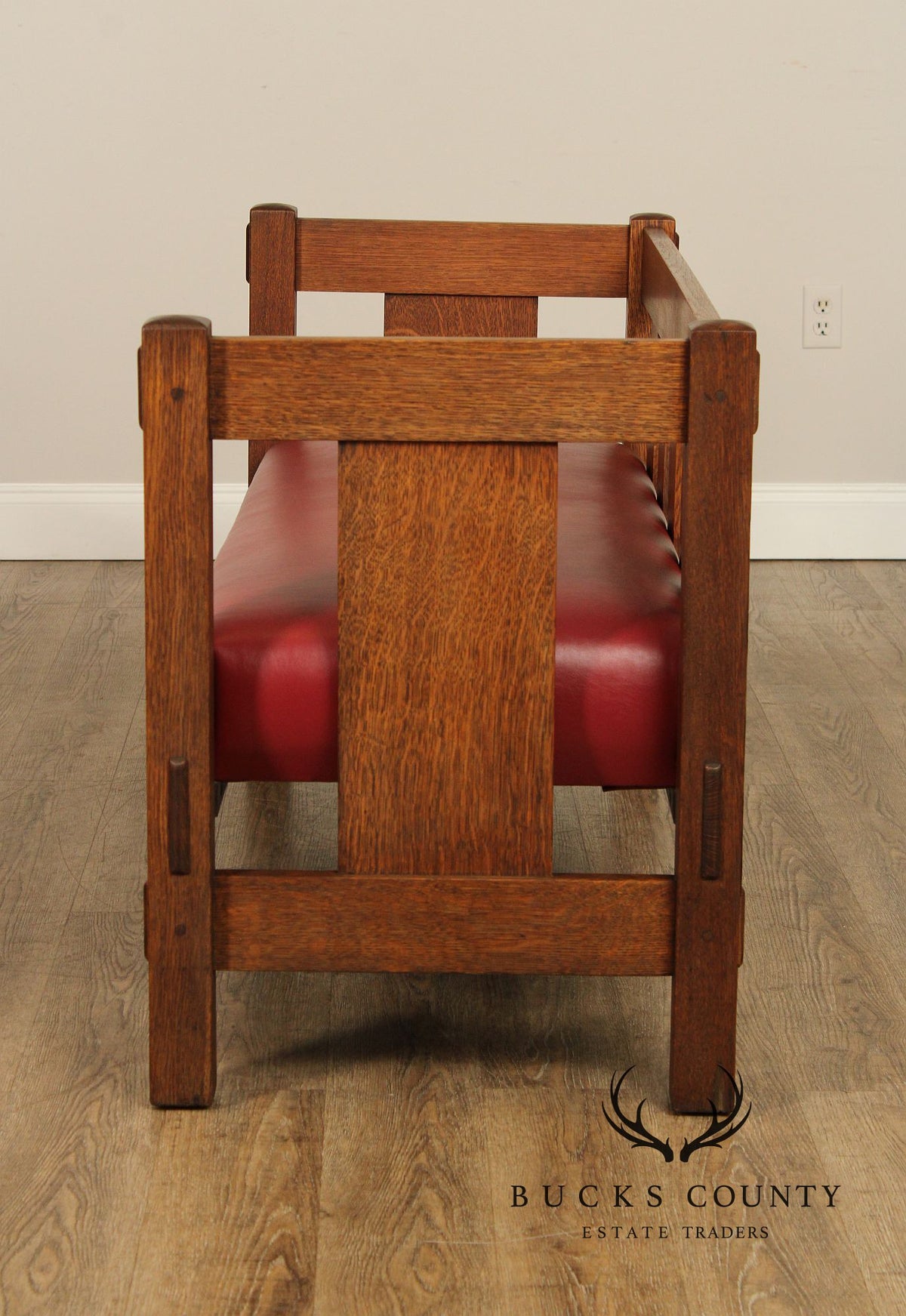 Antique Gustav Stickley Mission Oak Settle Model 205