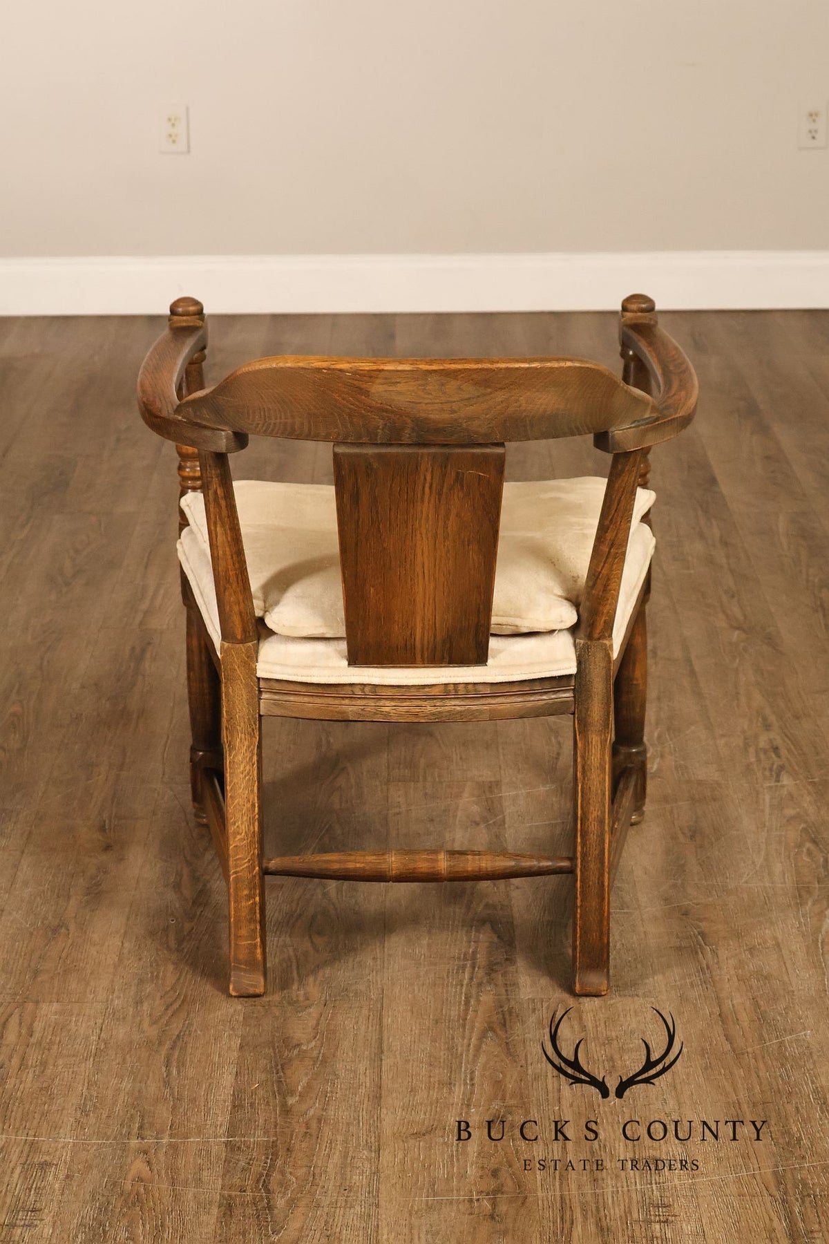 Tudor Style Pair of Oak Armchairs