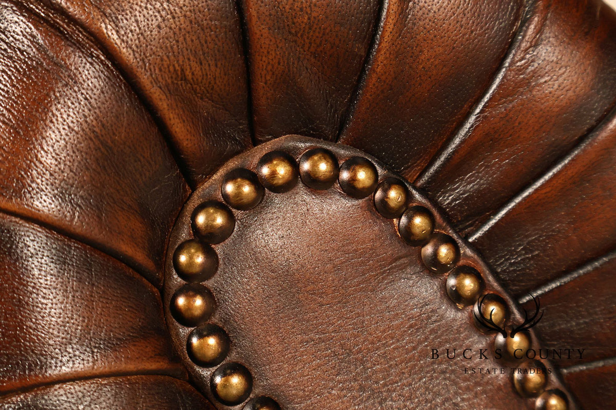 Chesterfield Style Brown Leather Sofa