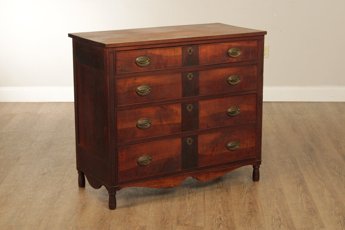 Antique 18th Century American Sheraton Cherry Chest of Drawers