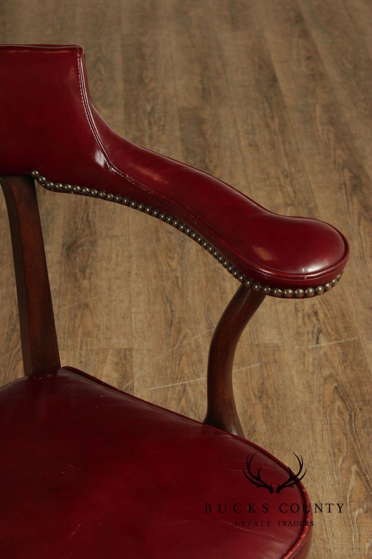 Kittinger Mahogany Chippendale Style Leather Chair