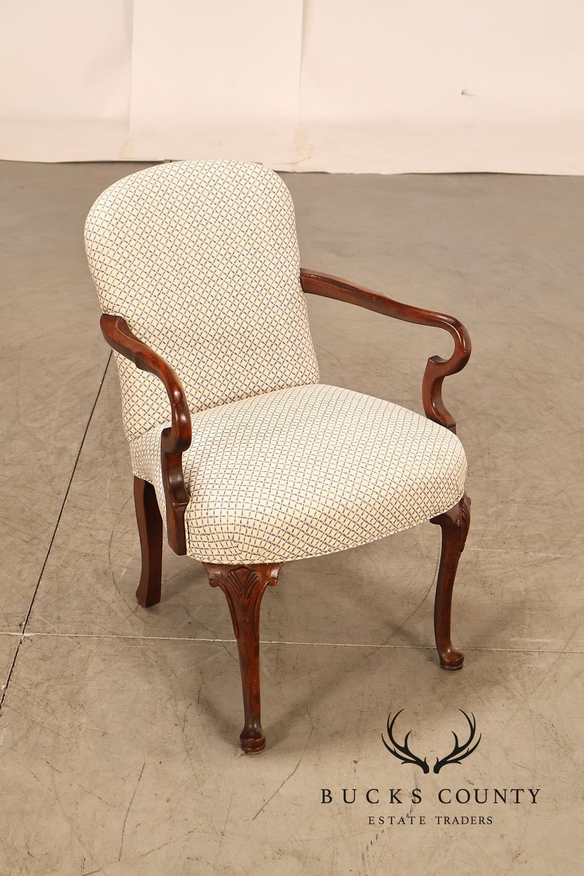 Queen Anne Style Pair of Mahogany Armchairs