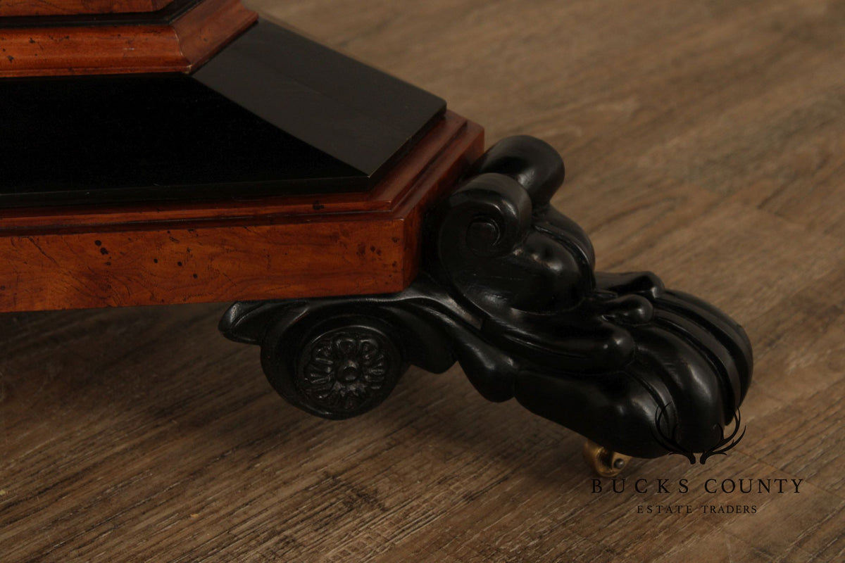 Baker Stately Homes Burlwood Round Inlaid Center Tabe