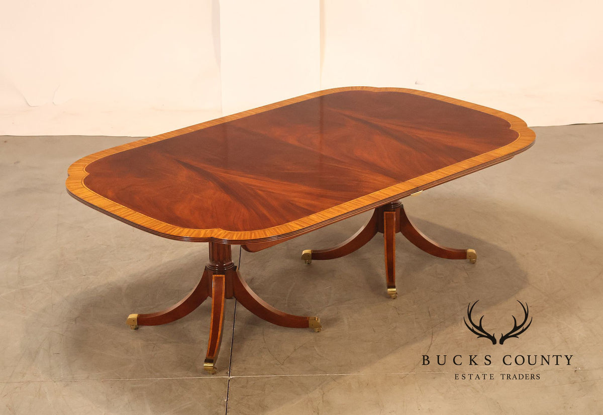 Karges Duncan Phyfe Banded Mahogany Double Pedestal Dining Table