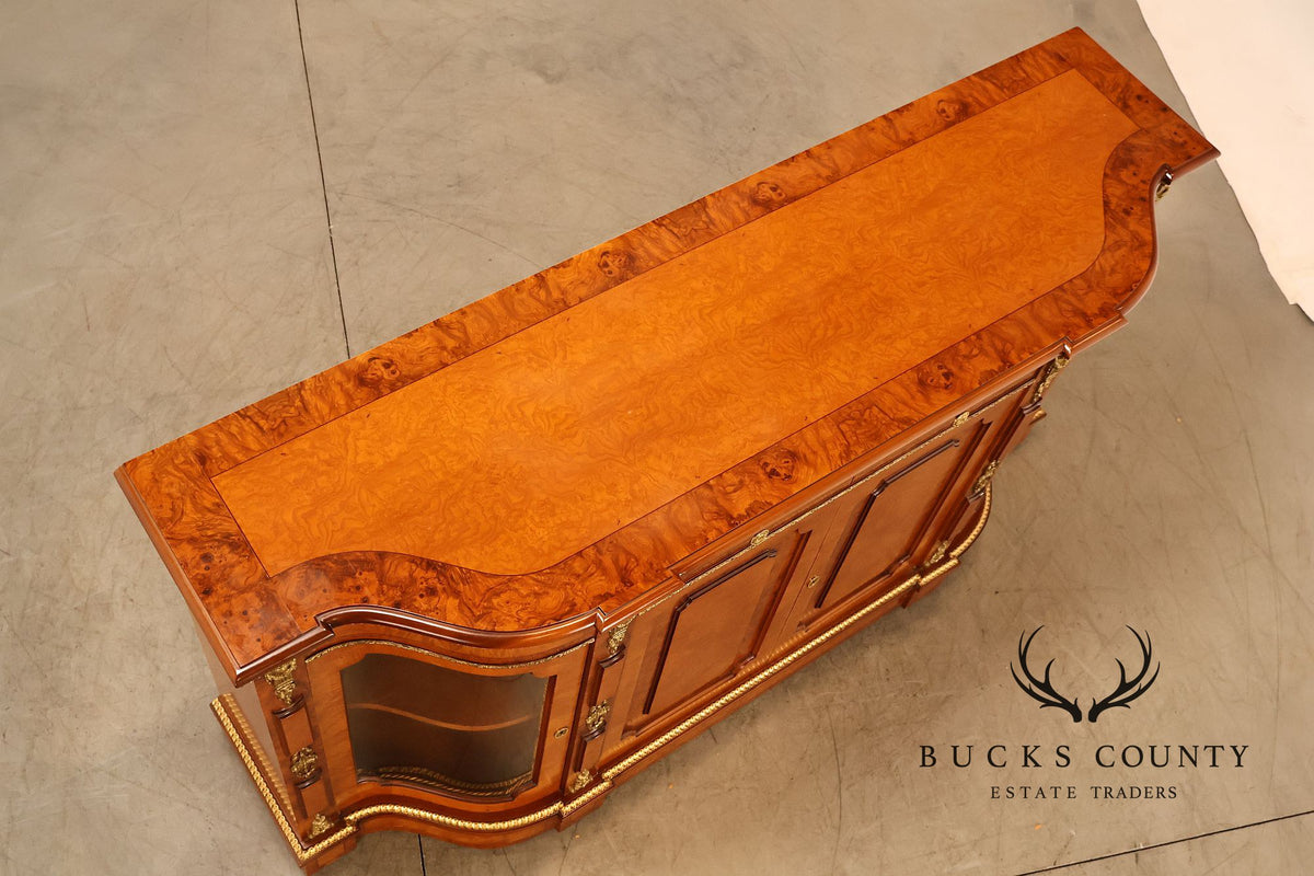 Italian Neoclassical Style Burl Wood Sideboard Credenza