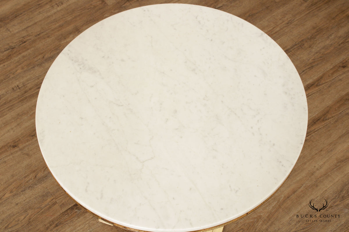 American of Chicago Vintage Round Marble Top Neoclassical Style Coffee or Center Table