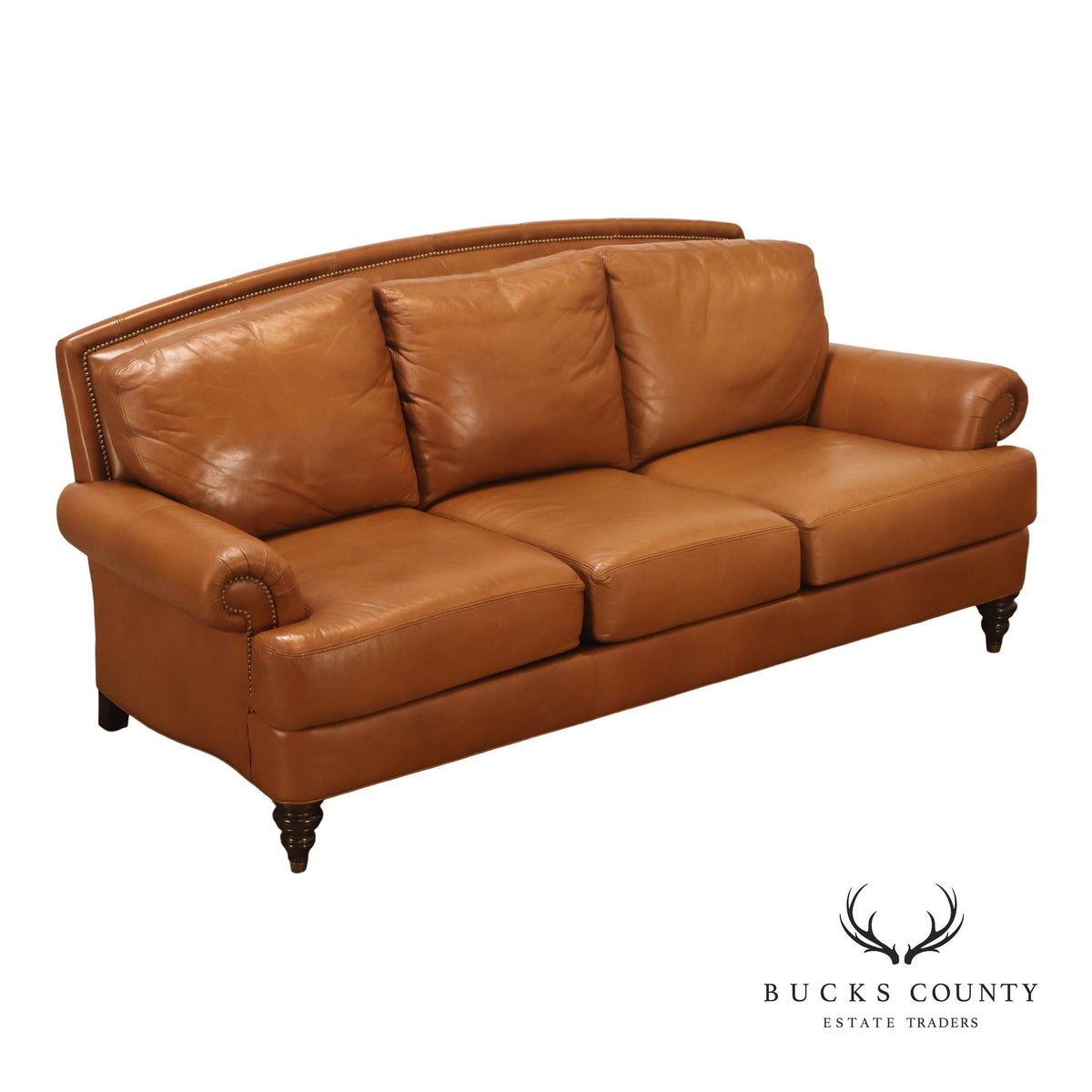 Ethan Allen 'Hyde' Three-Seat Leather Sofa