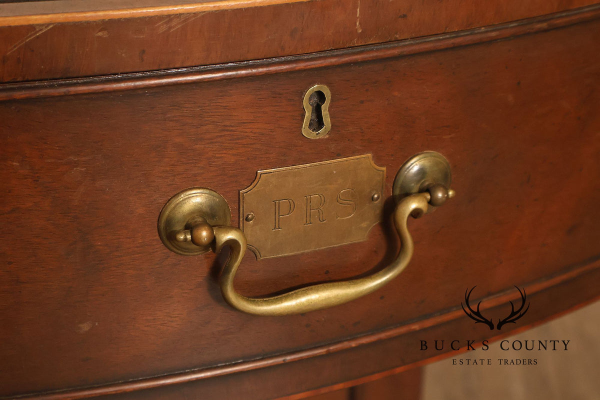 Kittinger Leather Top Round Rent Table With Drawers T295