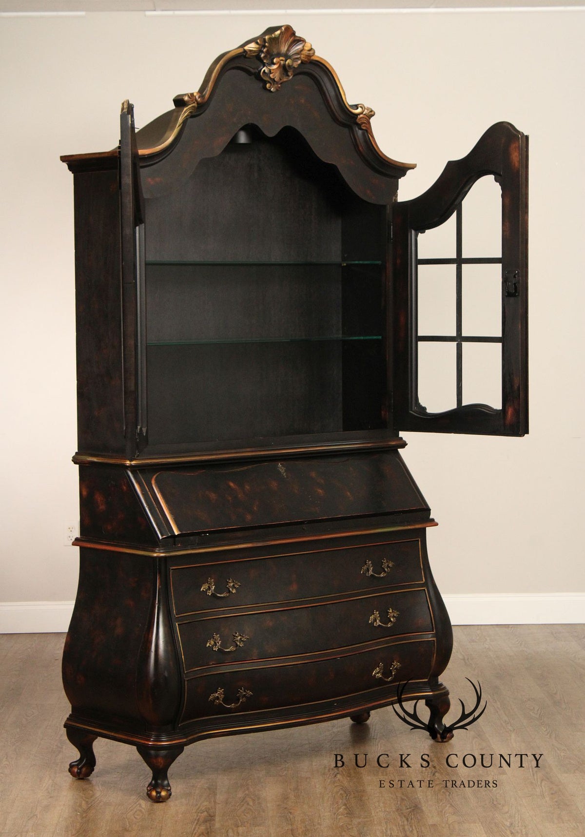 Hekman Italian Rococo Style Bombe Secretary Writing Desk