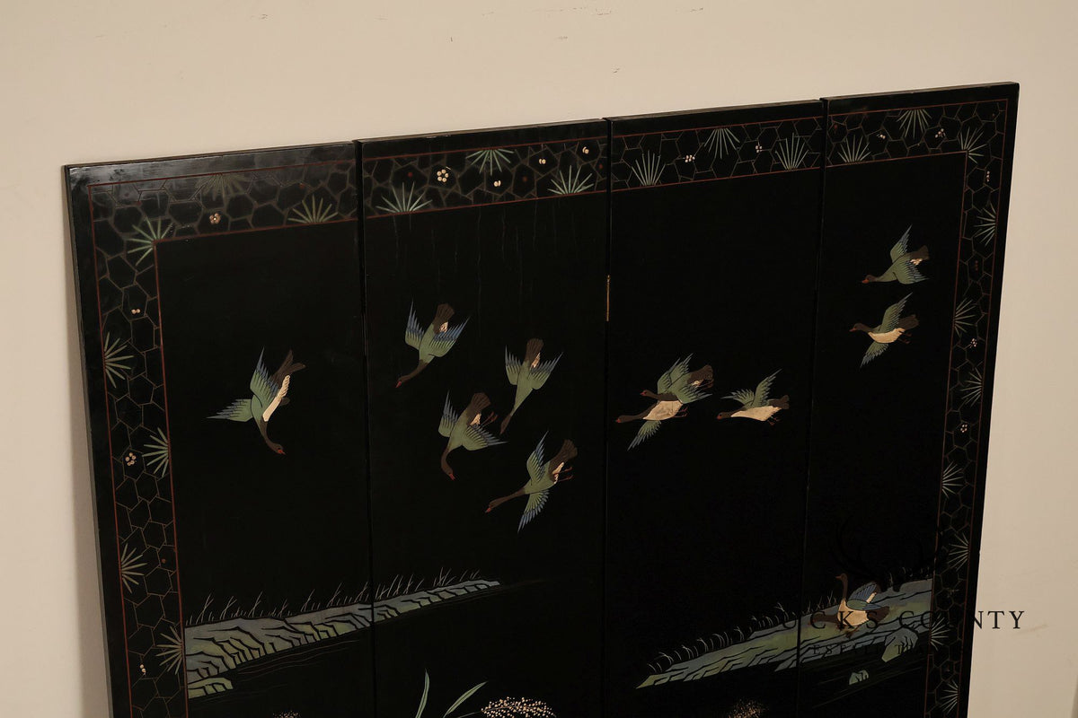 Chinese Coromandel Four Section Folding Screen