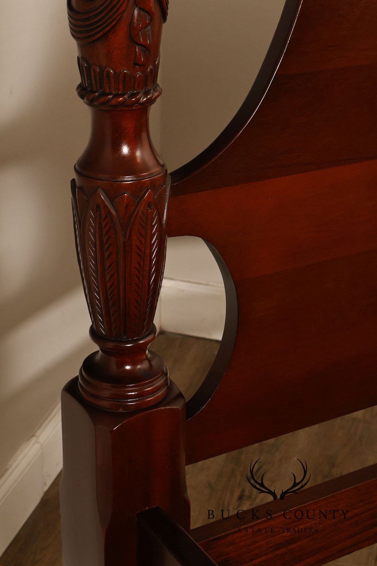 Lexington Queen Size Solid Mahogany Rice Carved Poster Bed