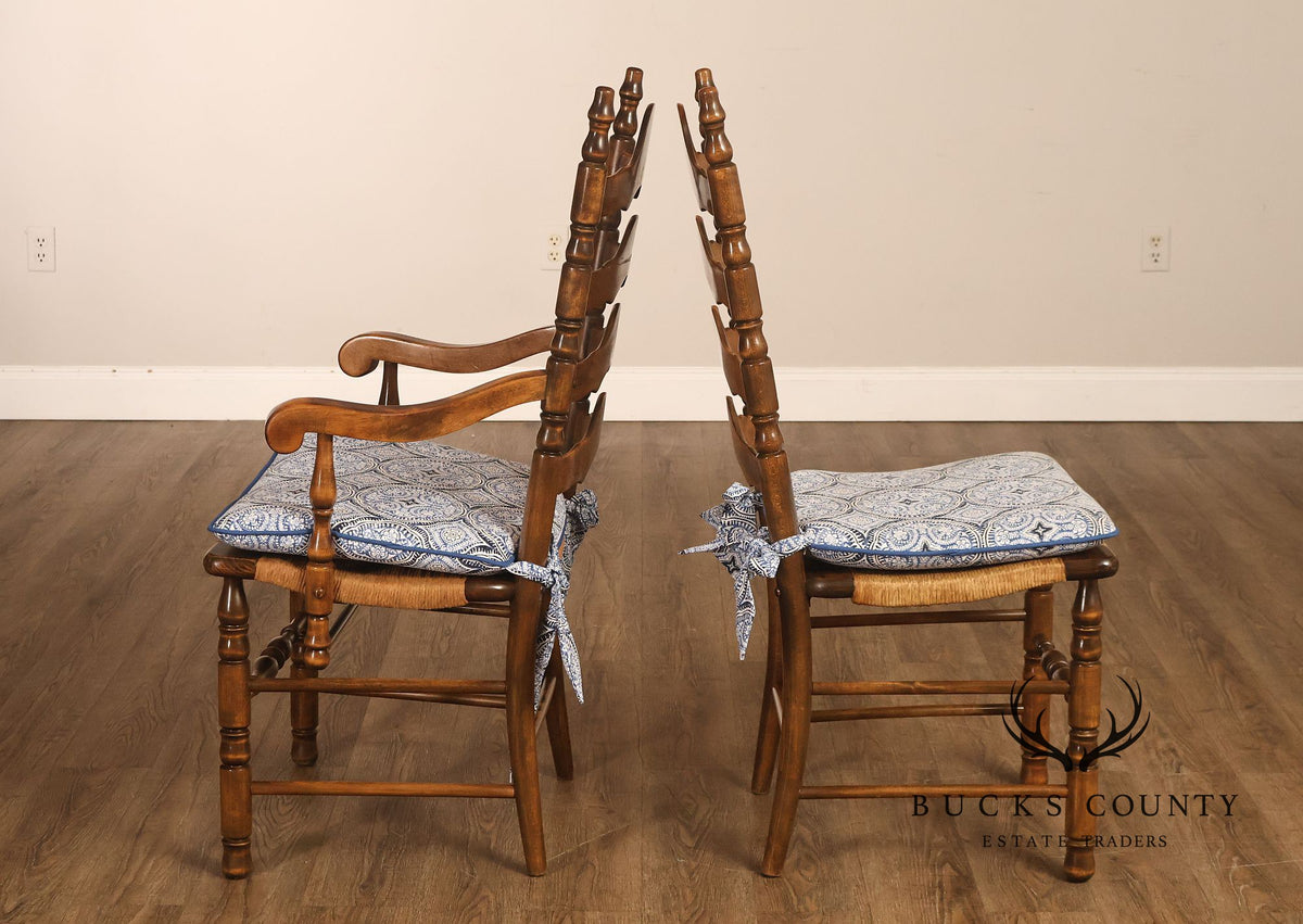 Hickory Chair Co. Set Of Six Country Ladder Back Rush Seat Dining Chairs