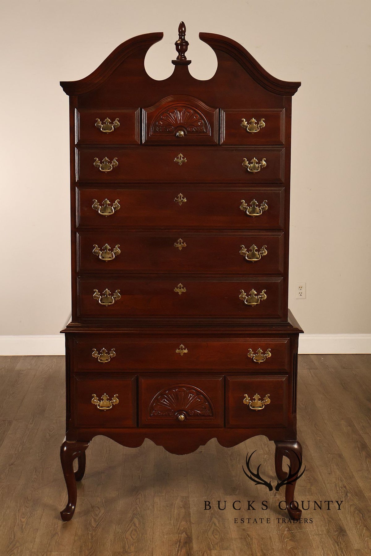 Sumter Cabinet Co. Queen Anne Style Cherry Highboy Dresser