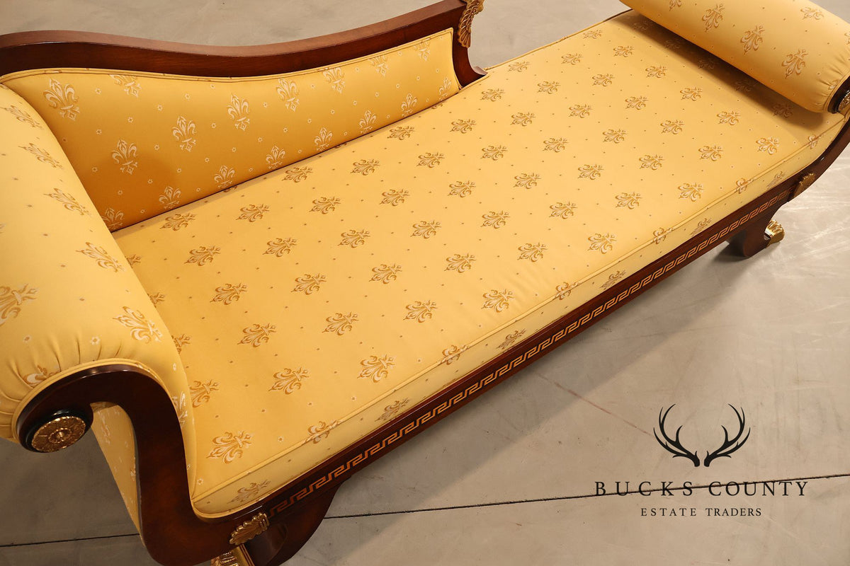 Neoclassical Empire Style Mahogany Chaise Lounge With Gilt Paw Feet