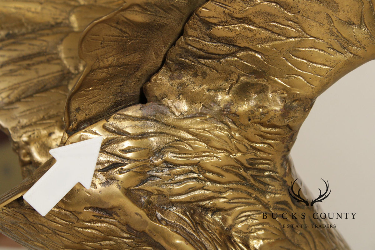 Large Vintage Brass Eagle Statue