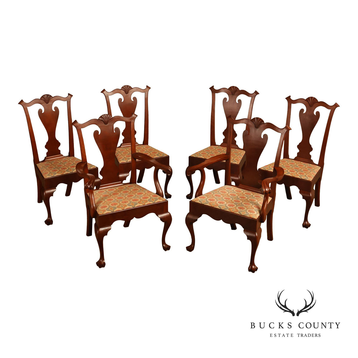 Irion Company Queen Anne Style Cherry Dining Chairs Set Of Six