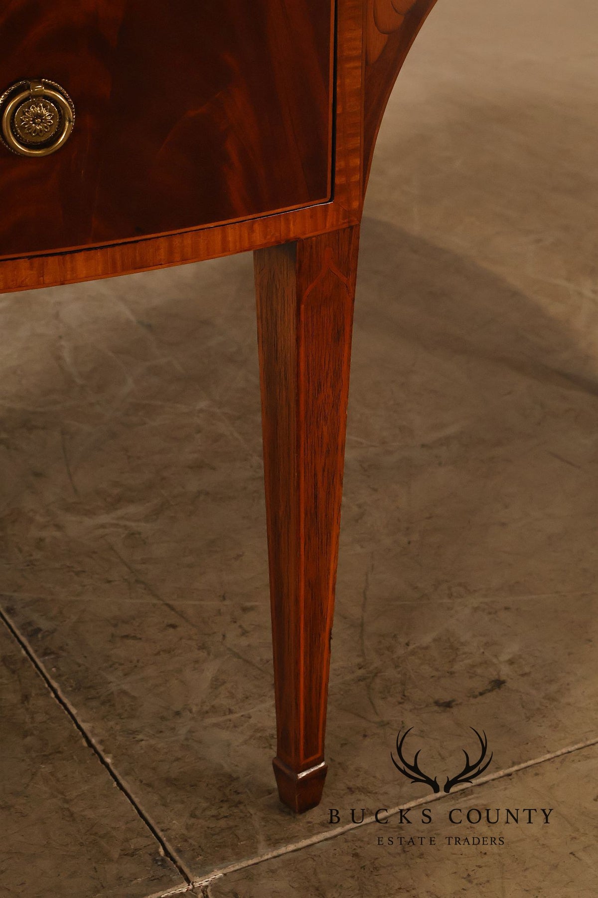 Maitland Smith Hepplewhite Style Deep Mahogany Demilune Sideboard