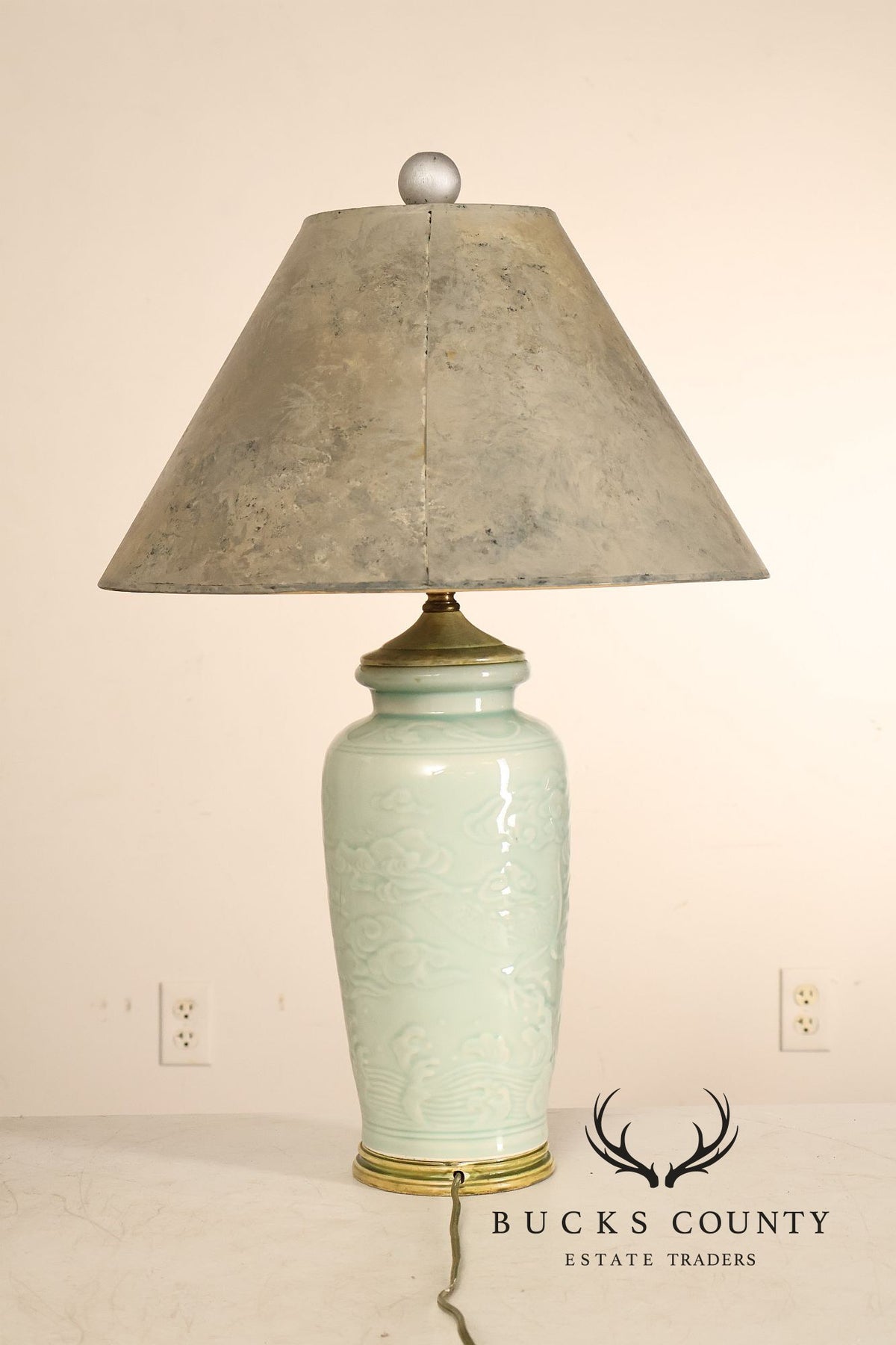 Asian Style Celadon Green Ceramic Table Lamp