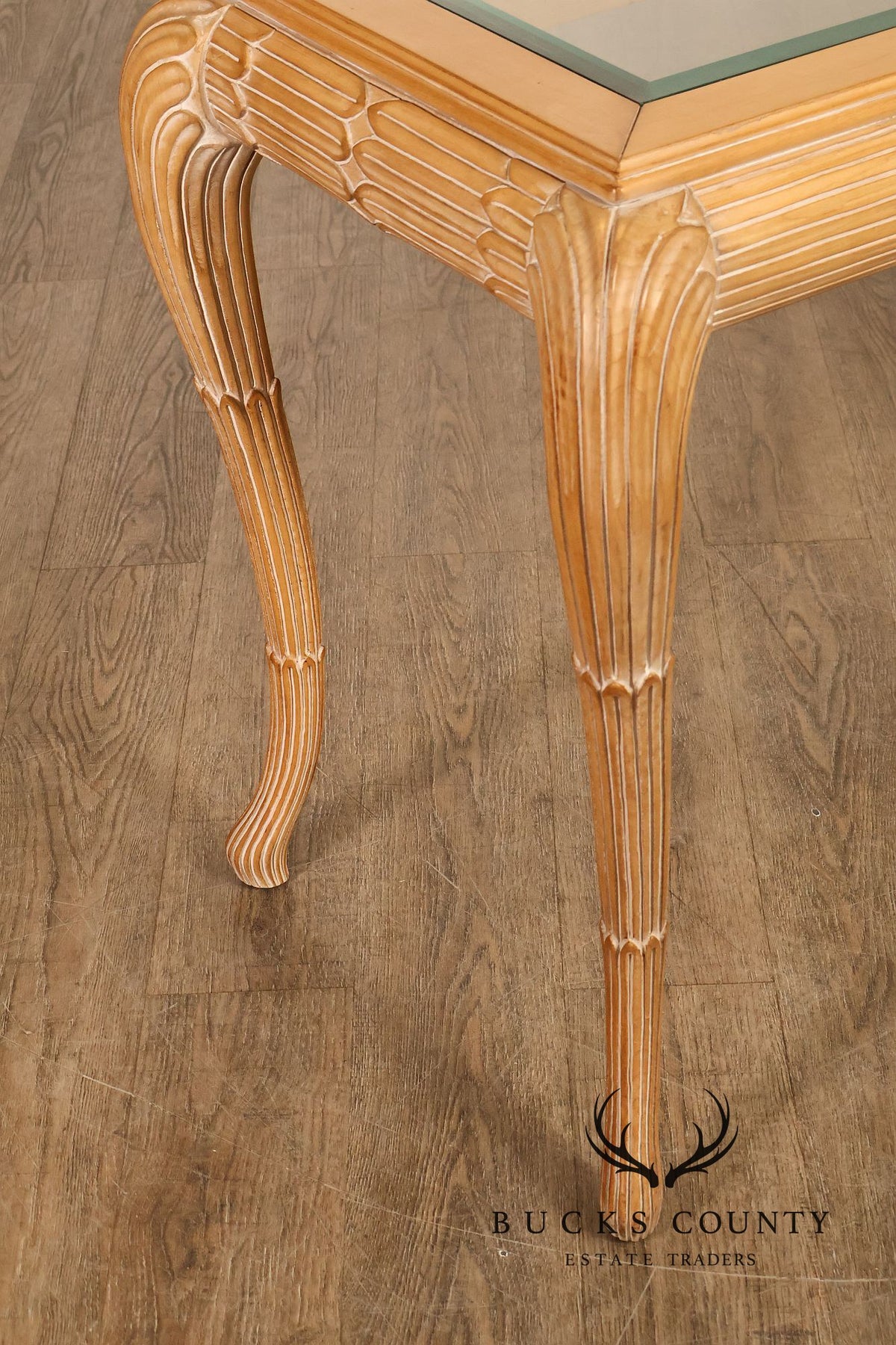 Hollywood Regency Narrow Glass Top Sofa Table