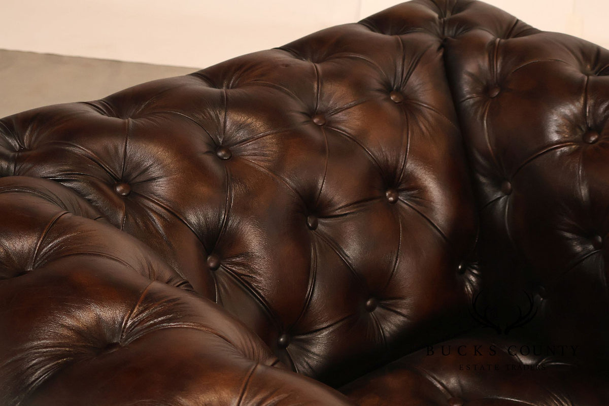 Chesterfield Style Dark Brown Tufted Leather Club Chair