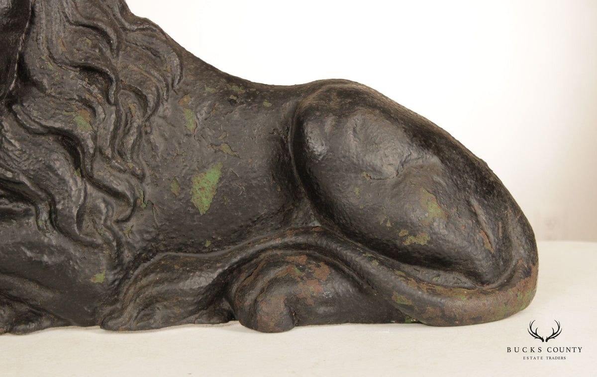Antique Cast Iron Crouching Lion Doorstop