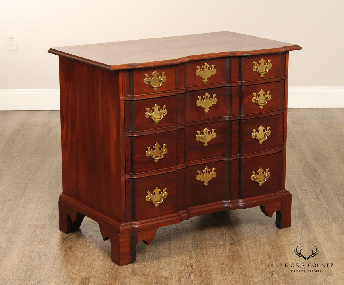 Chippendale Style Custom Crafted Mahogany Blockfront Chest