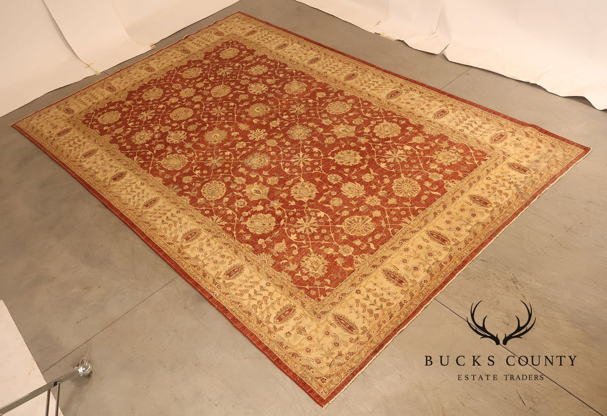 9' x 14' Traditional Oriental Style Rust And Cream Floral Area Rug