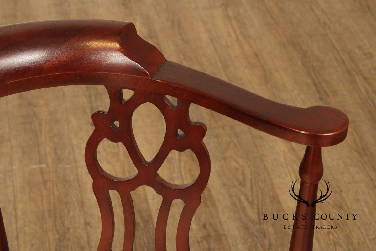 Hickory Chair Chippendale Style Pair of Mahogany Corner Chairs