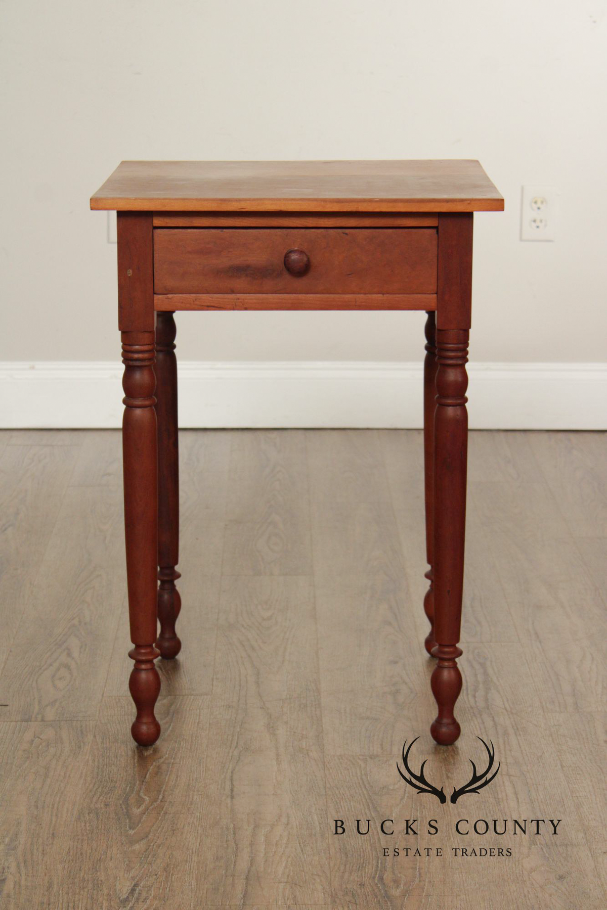 Antique American Poplar Empire One Drawer Work Table