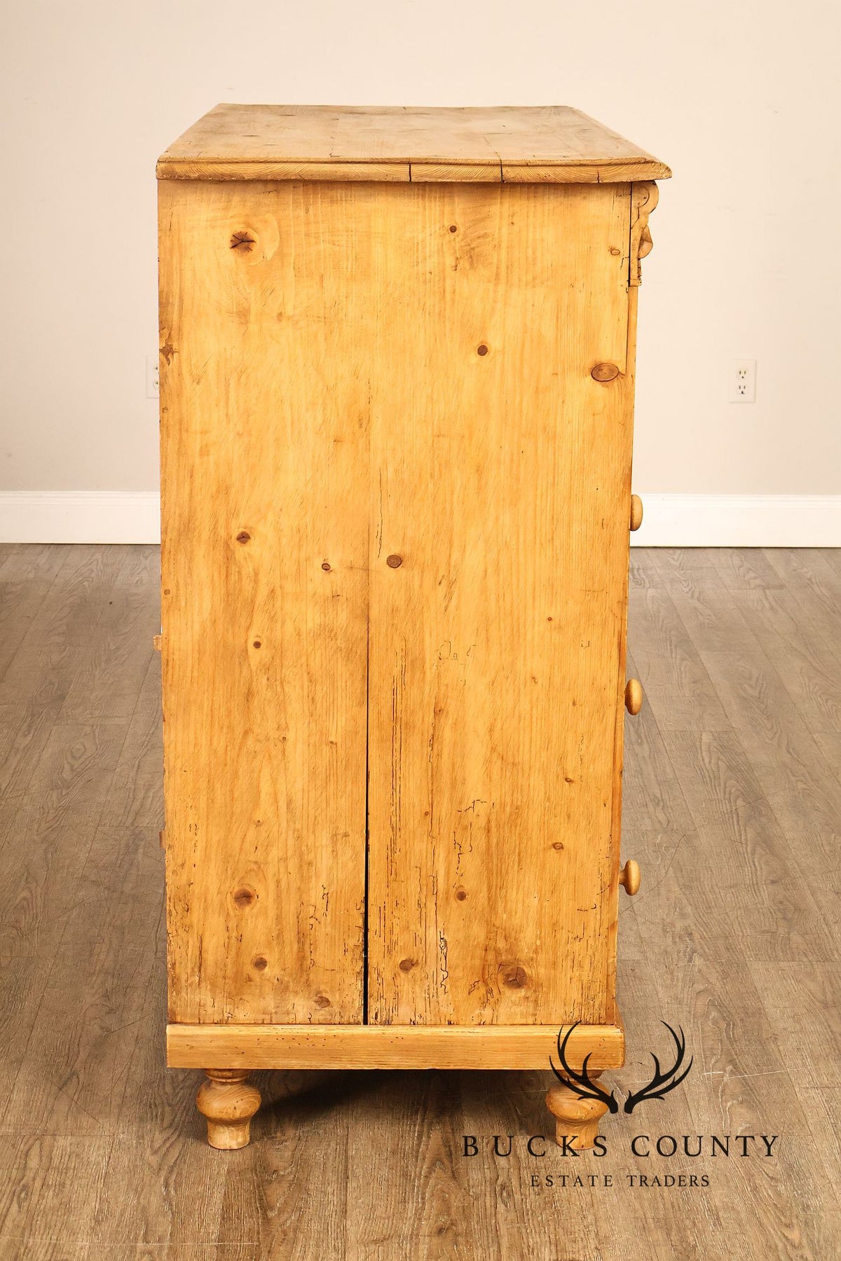 Antique Scottish Pine Chest Of Drawers Dresser With Carved Details