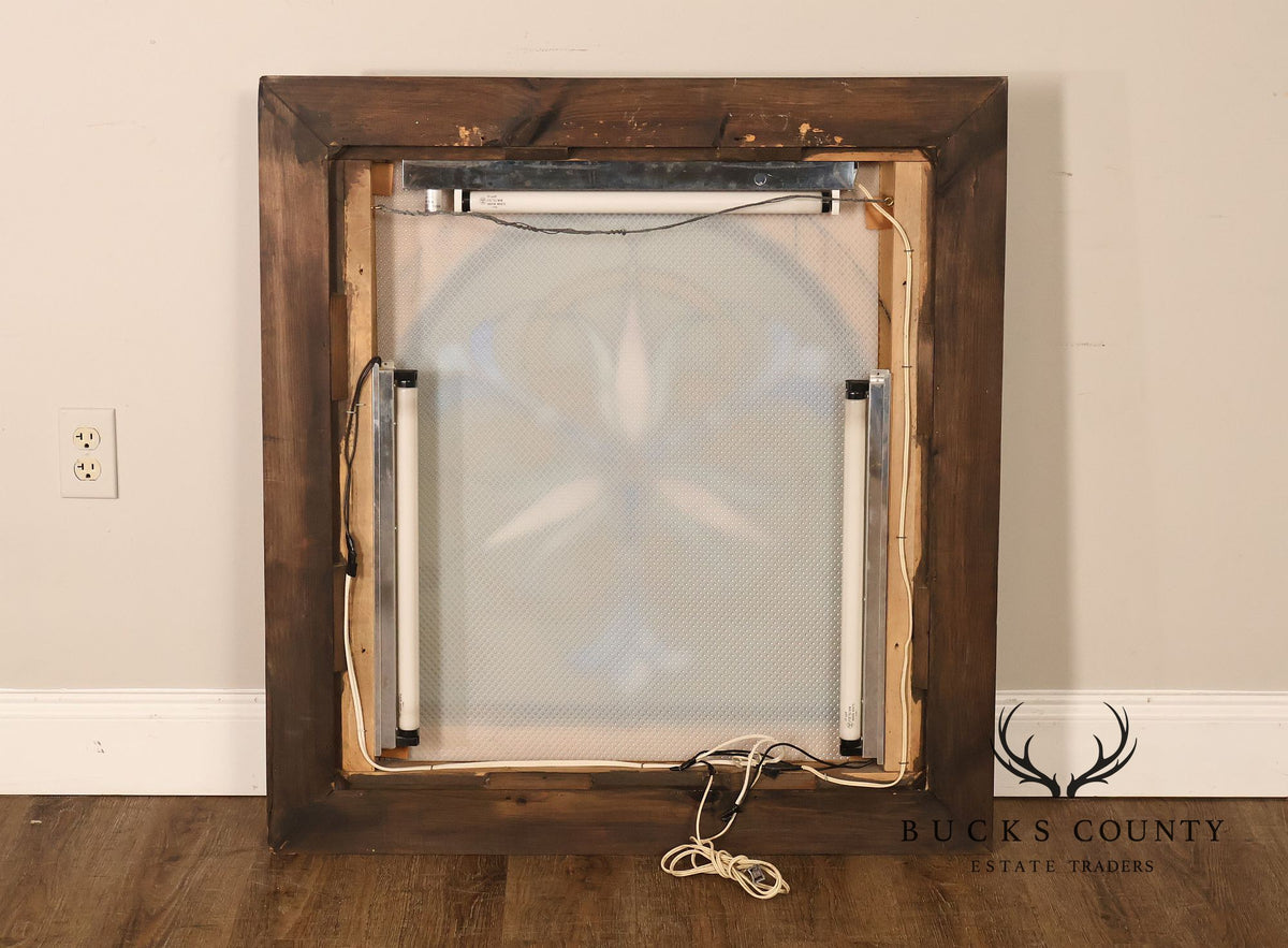 Illuminated Stained Glass Decorative Wall Panel In Wood Frame