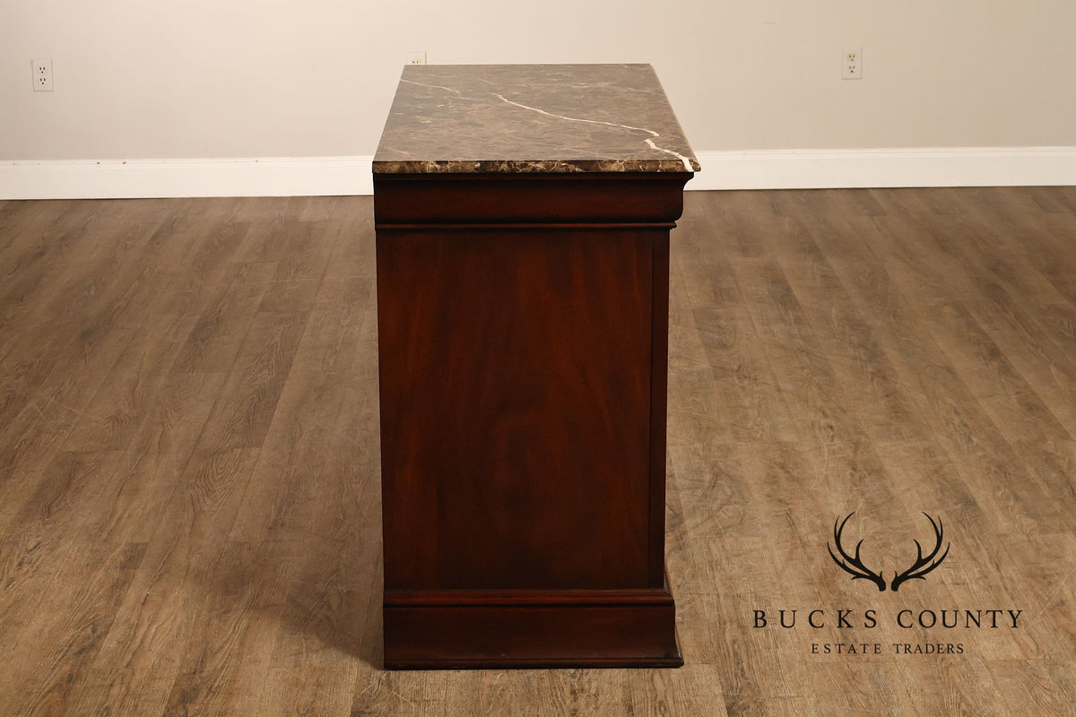 Henkel Harris Empire Style Marble Top Mahogany Chest Of Drawers