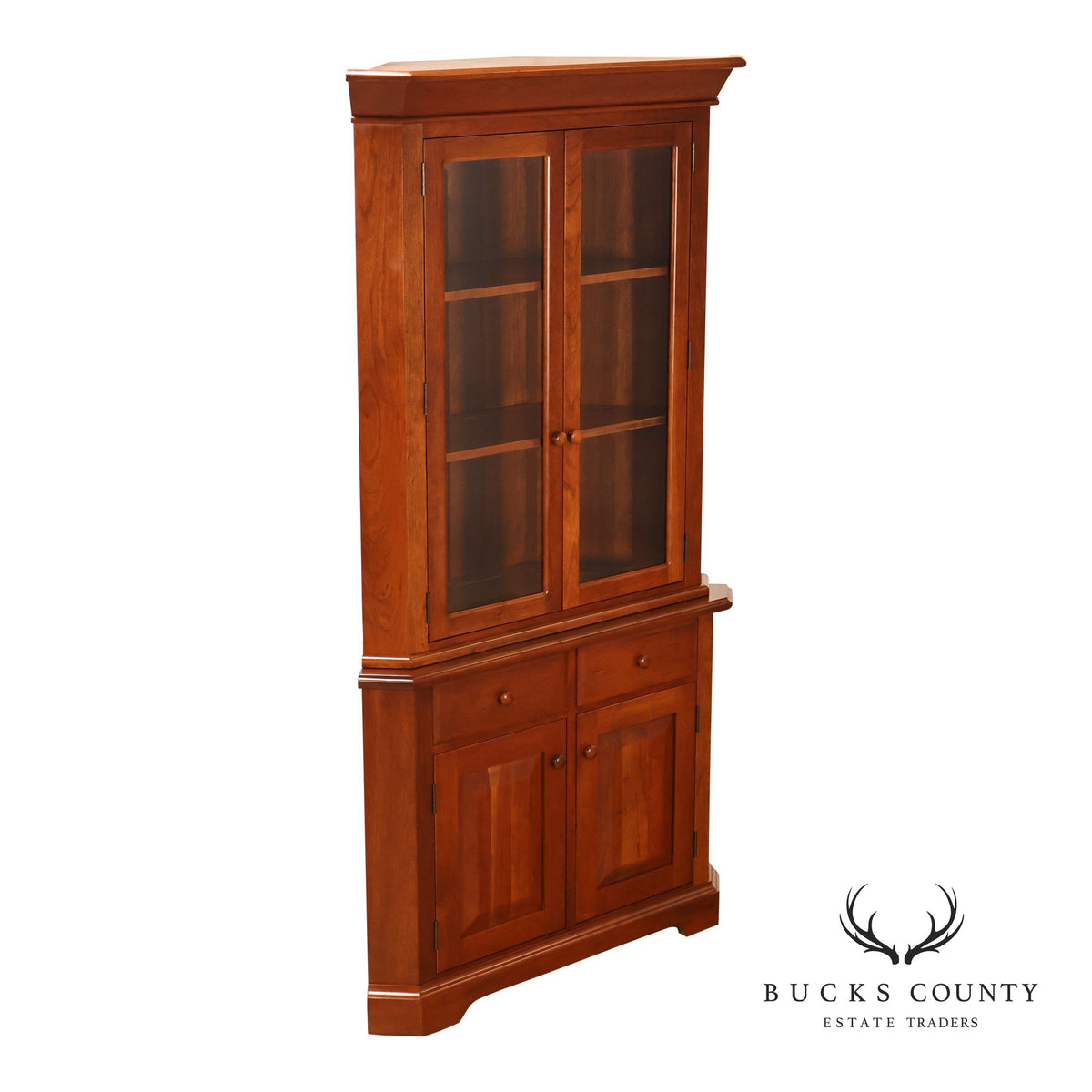 Hunt Country Furniture Cherry Corner Cabinet With Beveled Glass Doors