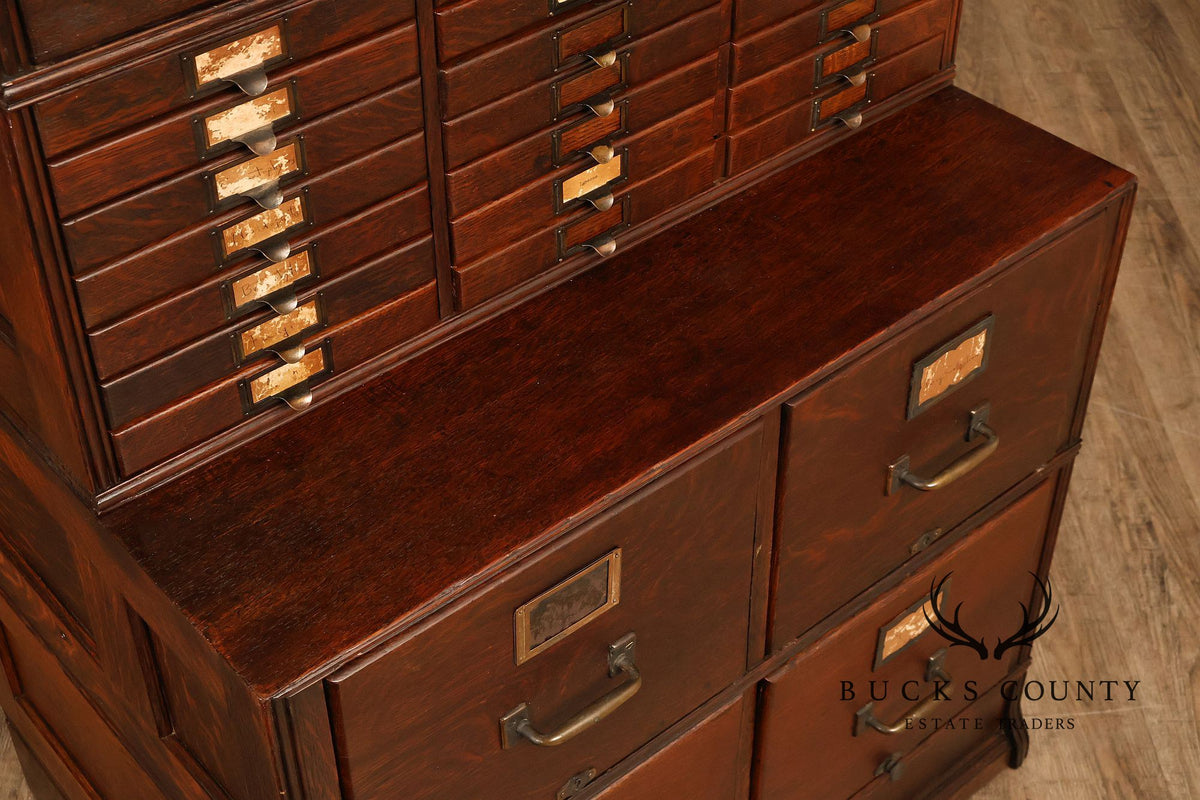 Yawman & Erbe Antique Oak Multi-Drawer File Cabinet