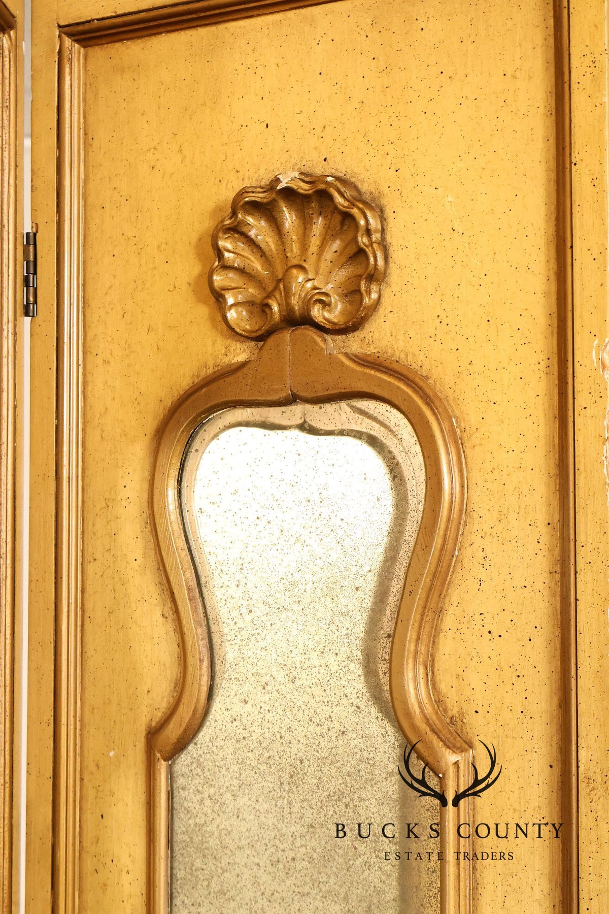 Vintage Rococo Style Painted & Mirrored Four-Panel Folding Screen
