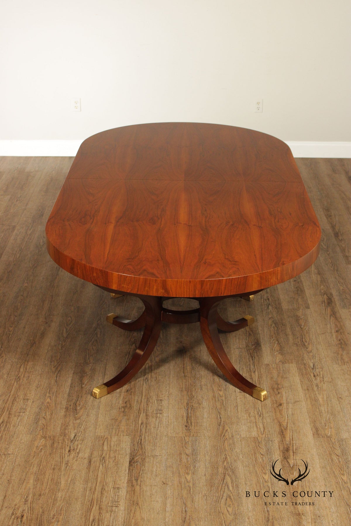 Acanto Luxury Furniture French Art Deco Style Oval Walnut Extendable Dining Table