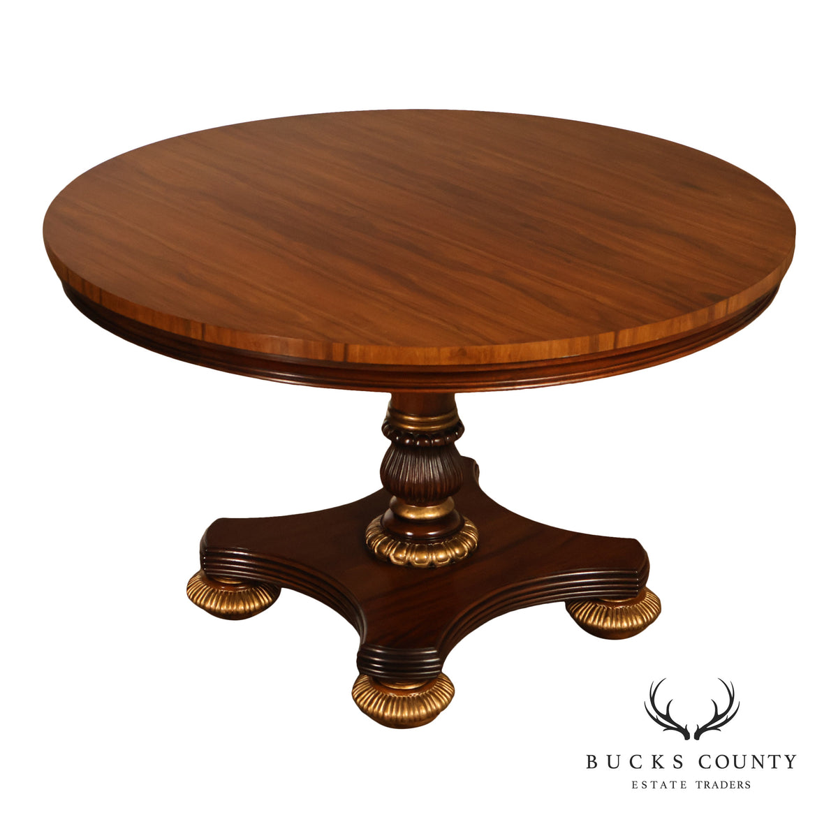 English Regency Style 48" Round Mahogany Center Table