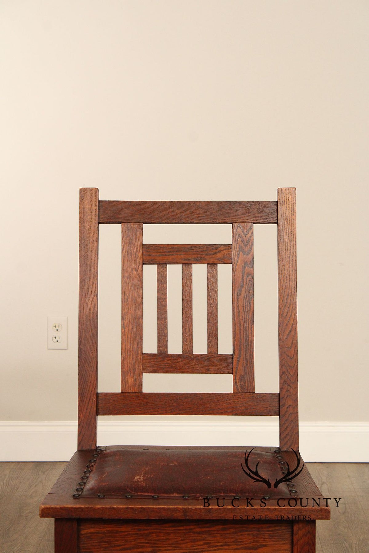 Antique American Arts & Crafts Mission Set Of 3 Oak Side Chairs