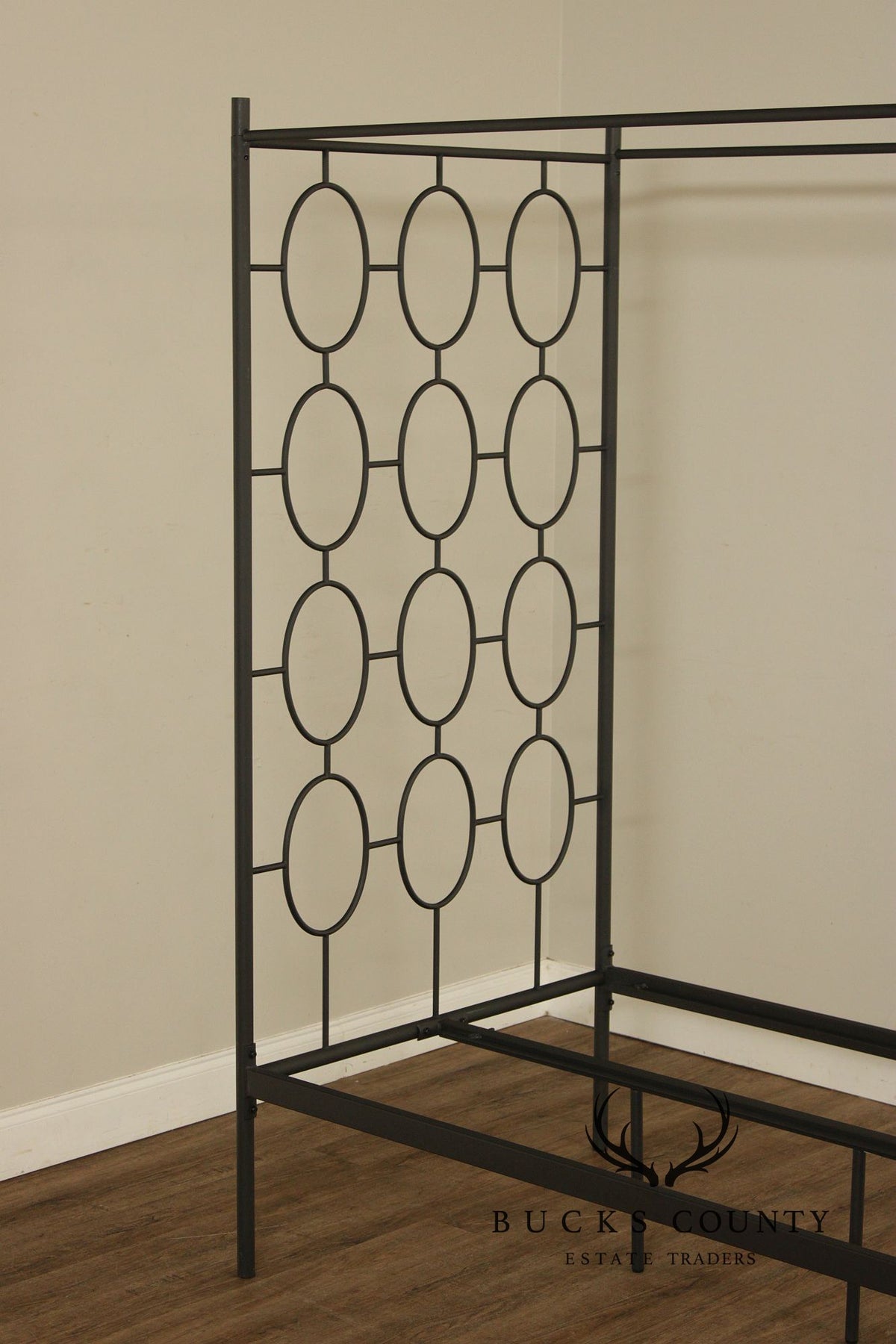 West Elm Pair of 'Ellipse' Twin Size Iron Canopy Beds
