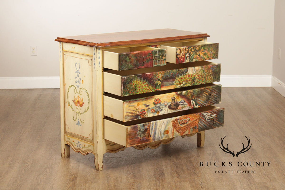 Habersham Claude Monet Collection Hand Painted French Provincial Chest Of Drawers