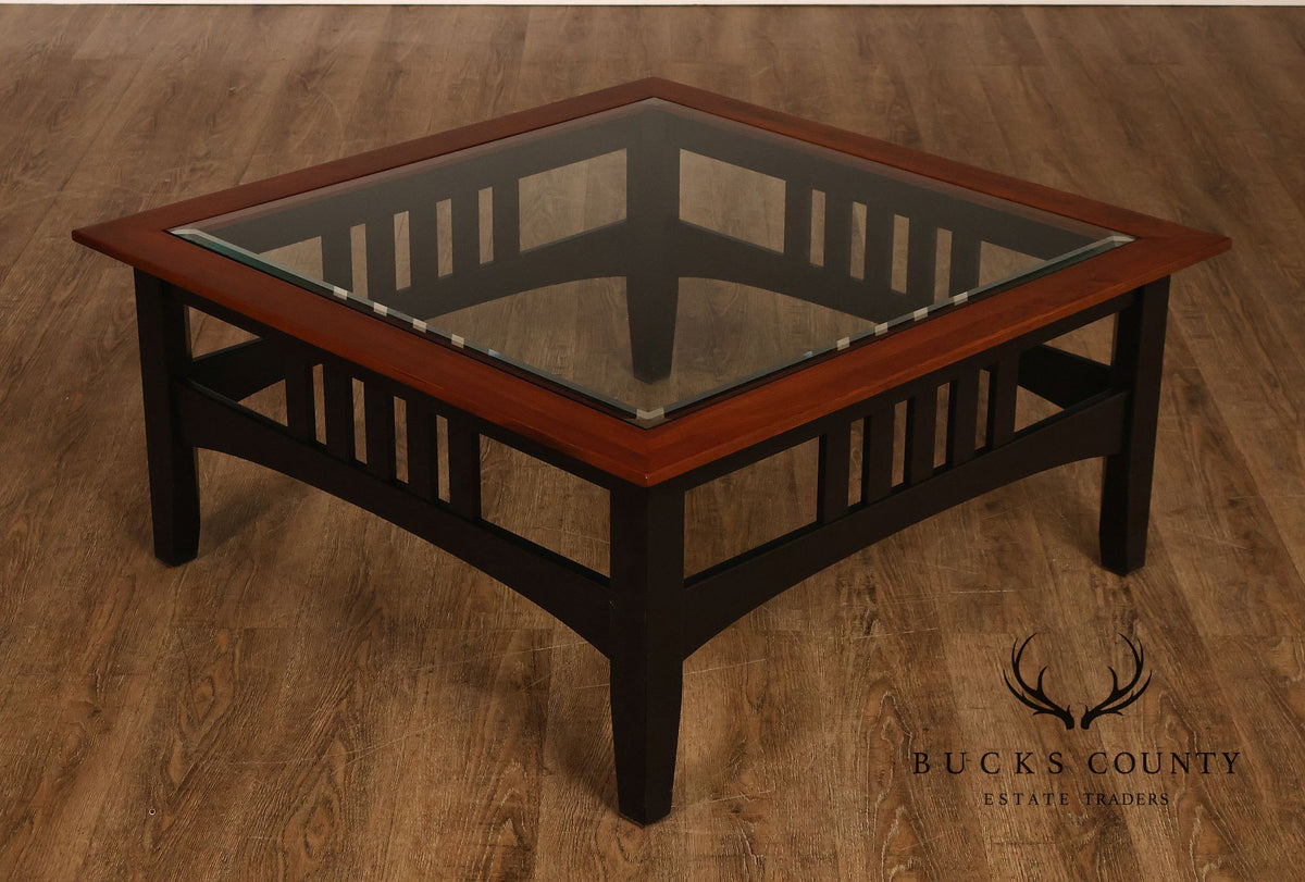 Ethan Allen American Impressions Cherry Glass Top Coffee Table