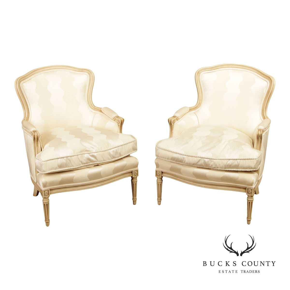 French Louis XVI Style Vintage Pair Of Bergere Chairs