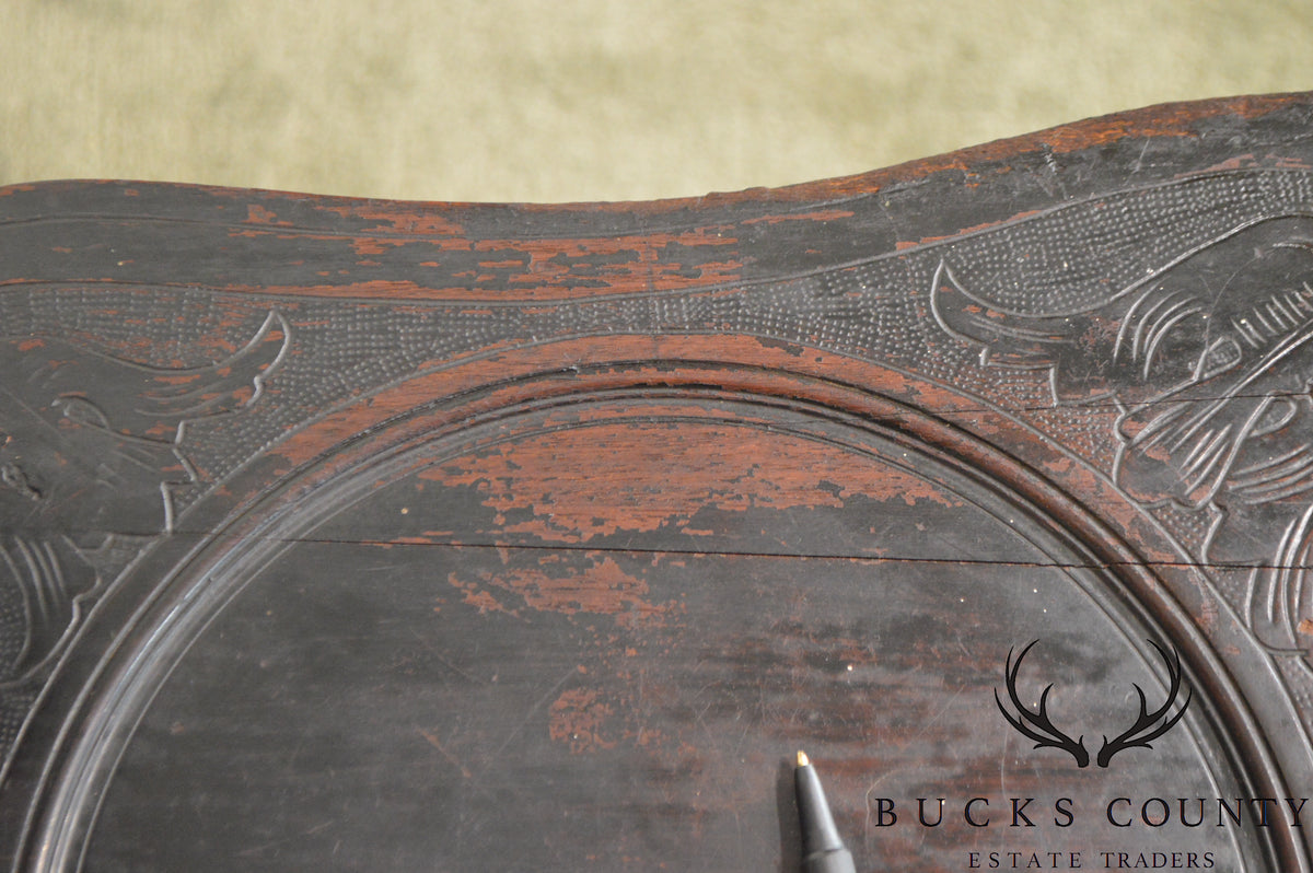 Italian Renaissance Antique Phoenix Carved Walnut Hall Chair