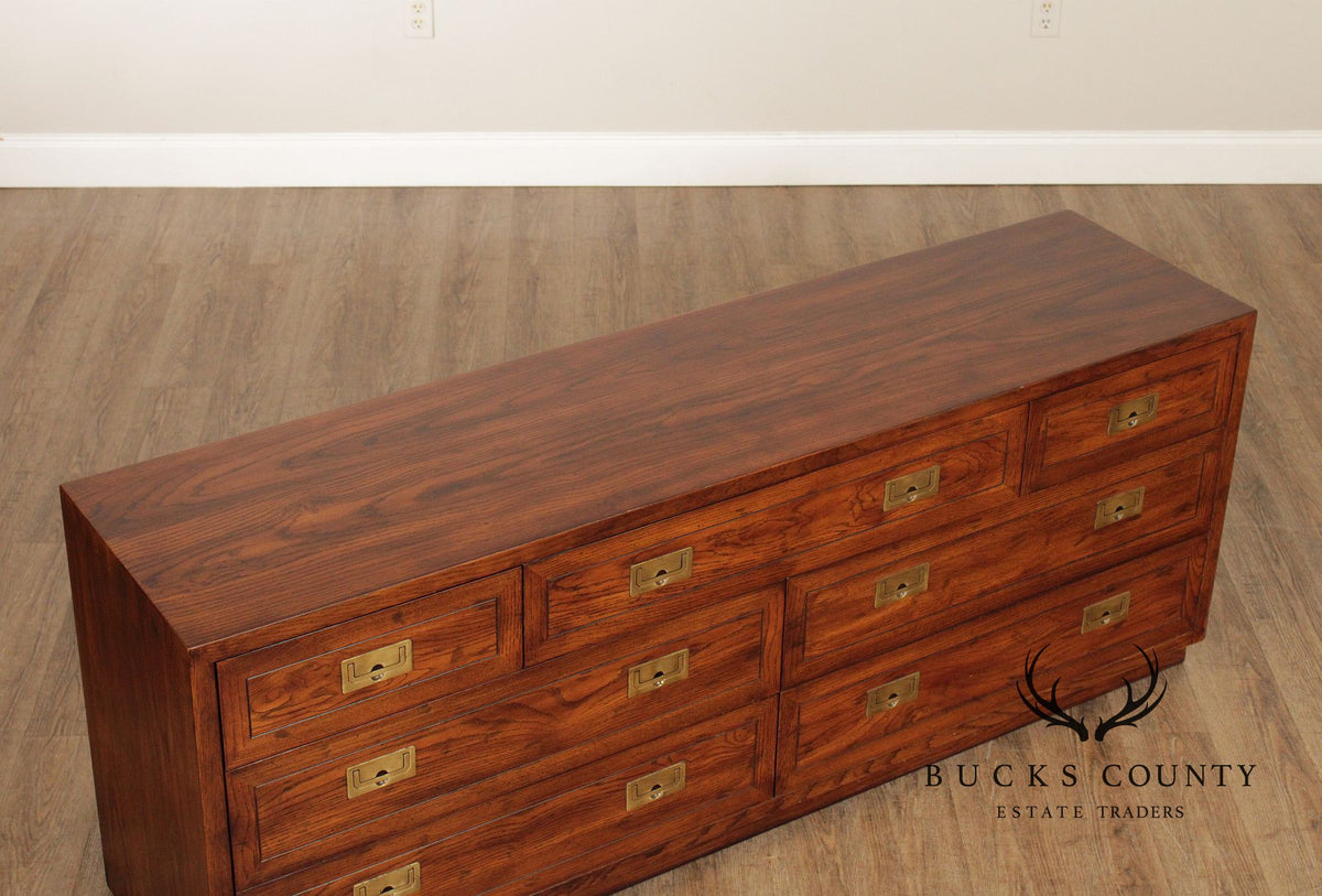 Henredon 'Scene One' Campaign Style Walnut Chest of Drawers