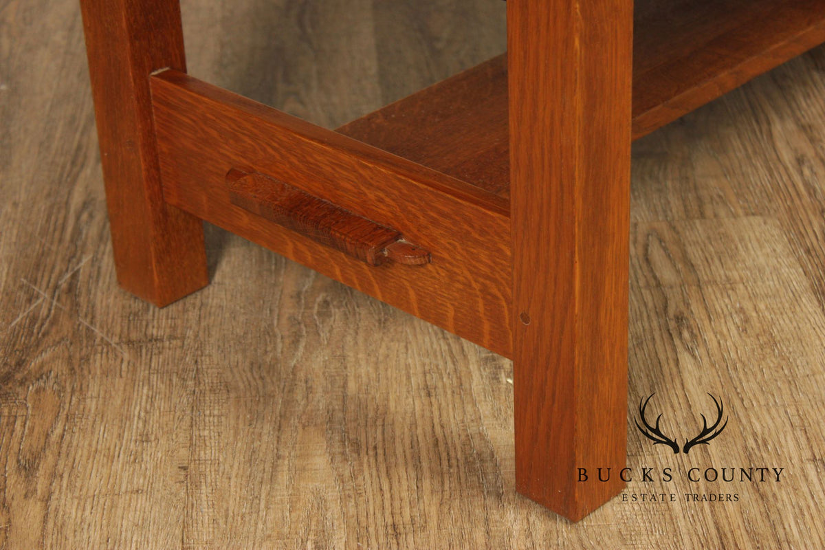 Stickley Mission Collection Oak and Leather Bench