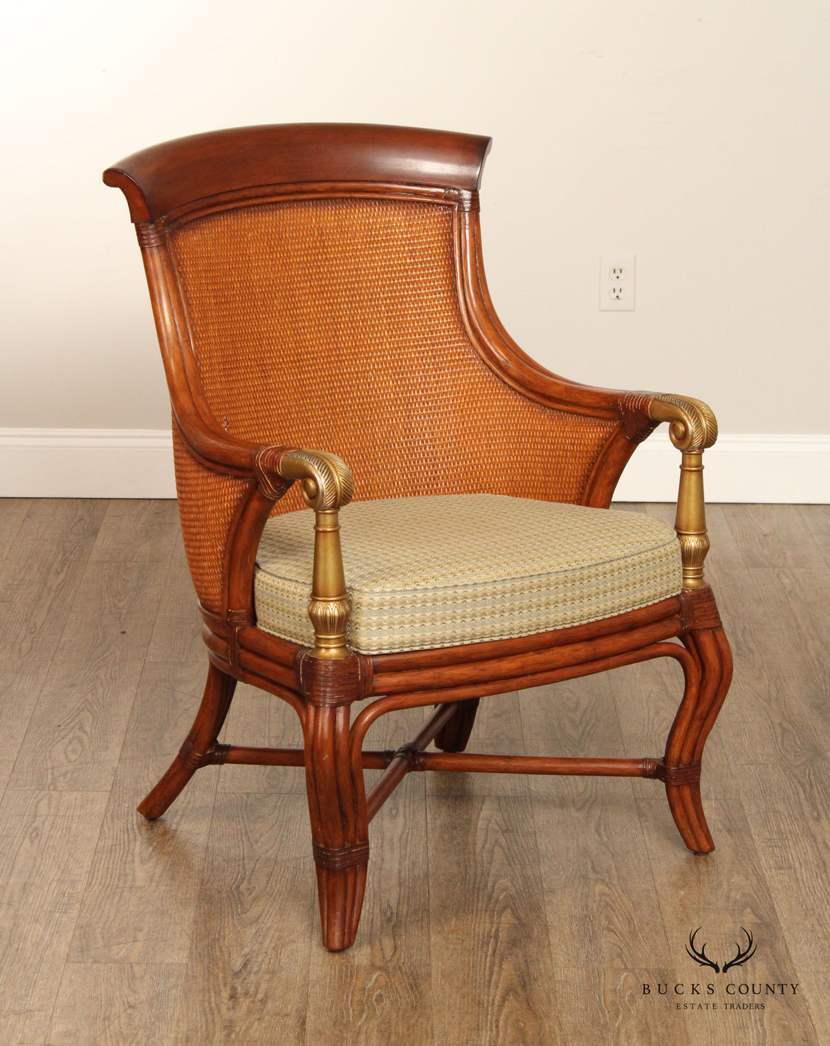 Ethan Allen British Colonial Style Rattan 'Bermuda' Armchair