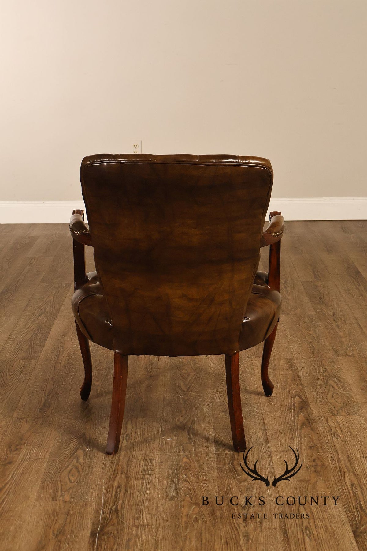 Vintage Chippendale Style Pair Of Tufted Armchairs