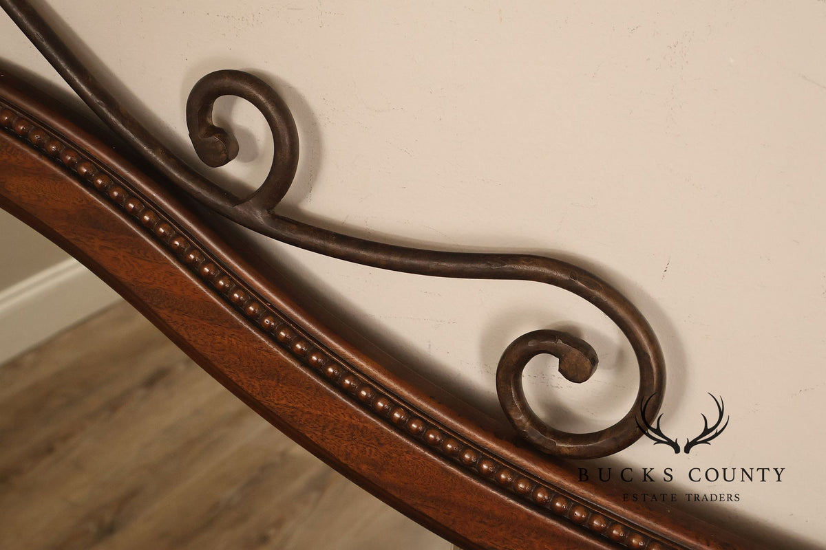 Drexel Heritage Covington Park Wood Framed Beveled Wall Mirror With Wrought Iron Scrollwork
