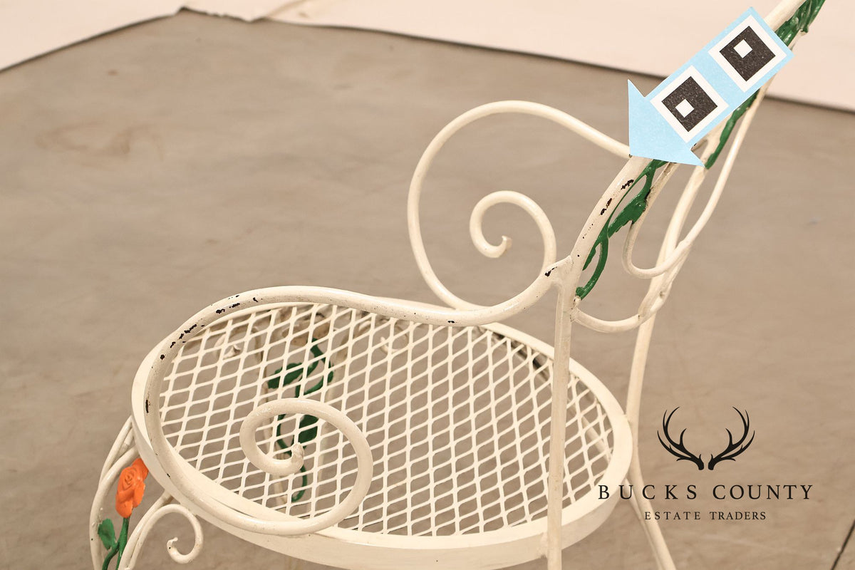 Woodard 'Chantilly Rose' Set of Four Wrought Iron Patio Dining Chairs