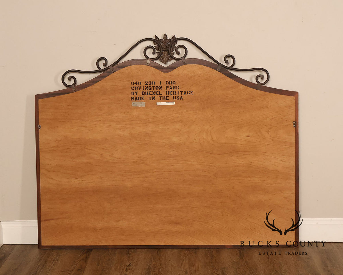 Drexel Heritage Covington Park Wood Framed Beveled Wall Mirror With Wrought Iron Scrollwork
